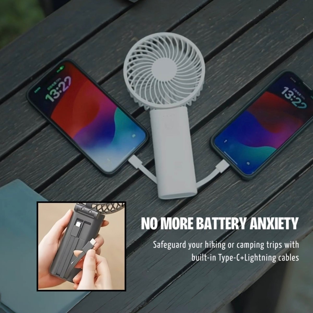 2-in-1 Portable High-speed Cooling Mini Fan with Power Bank, Foldable Table Fan