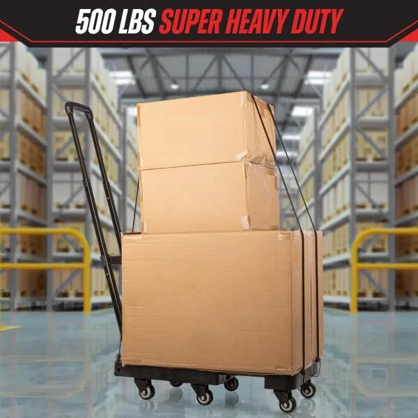 500-Pound Heavy-Duty Luggage Cart with Wheels, Foldable Hand Truck