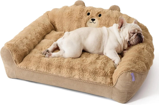 A furry pet bed designed by a primitive bear