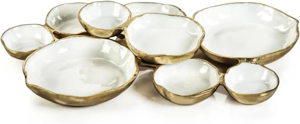 Gold and white enamel