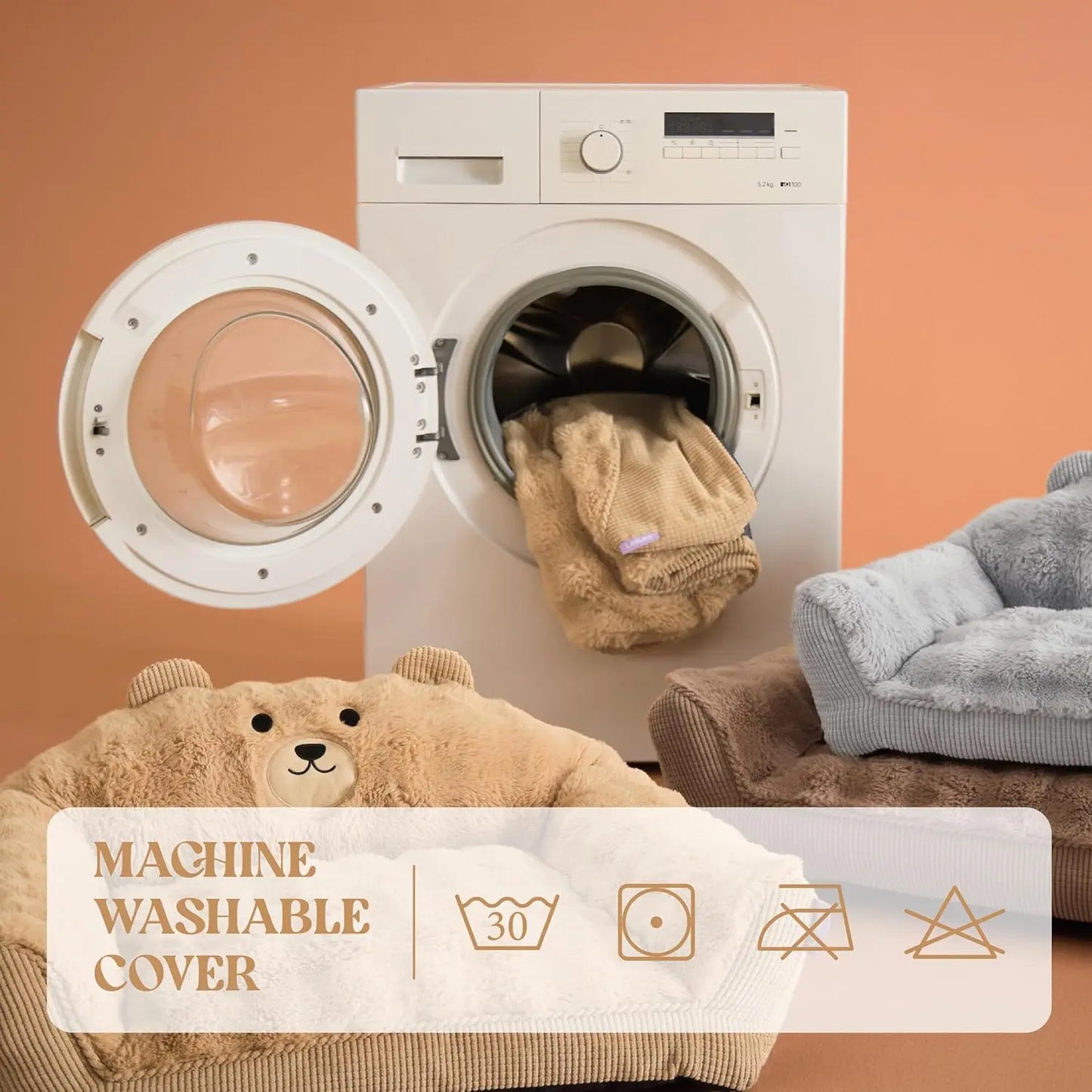 A furry pet bed designed by a primitive bear