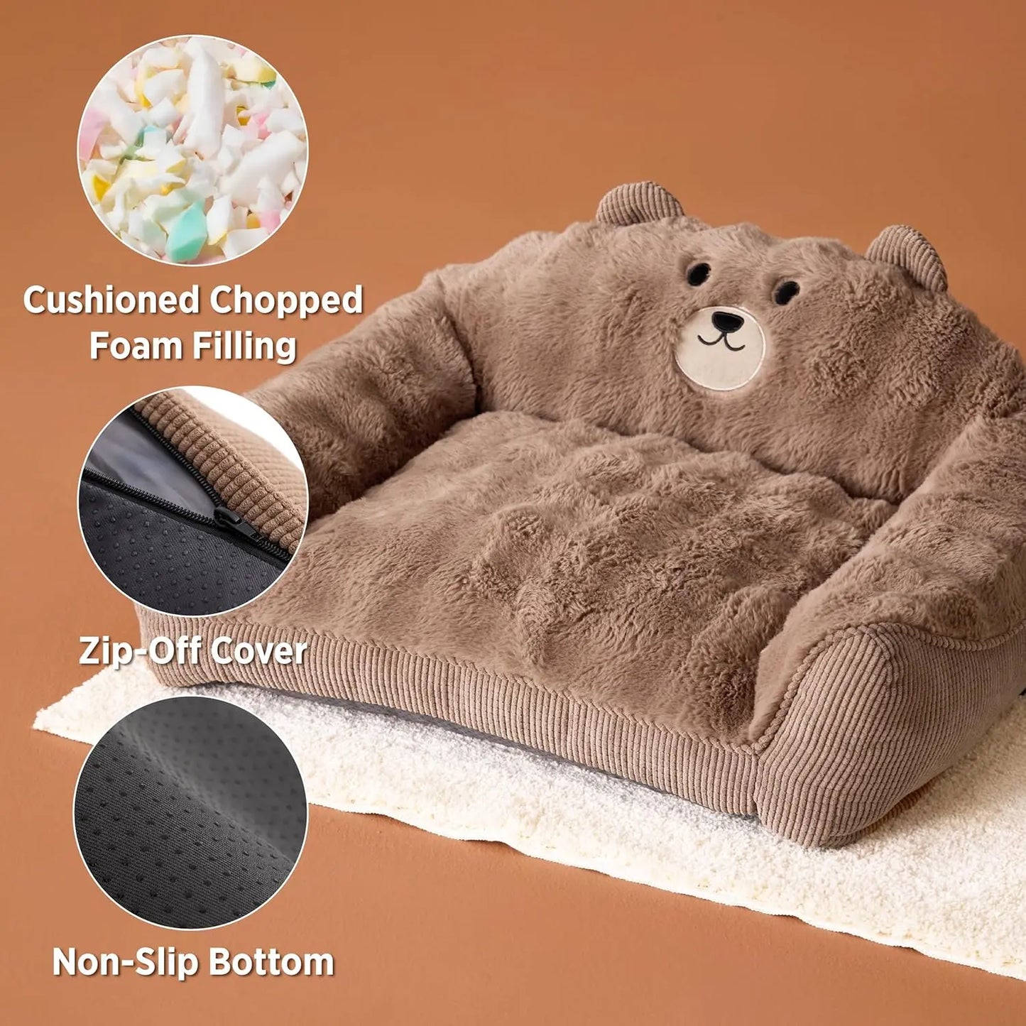 A furry pet bed designed by a primitive bear