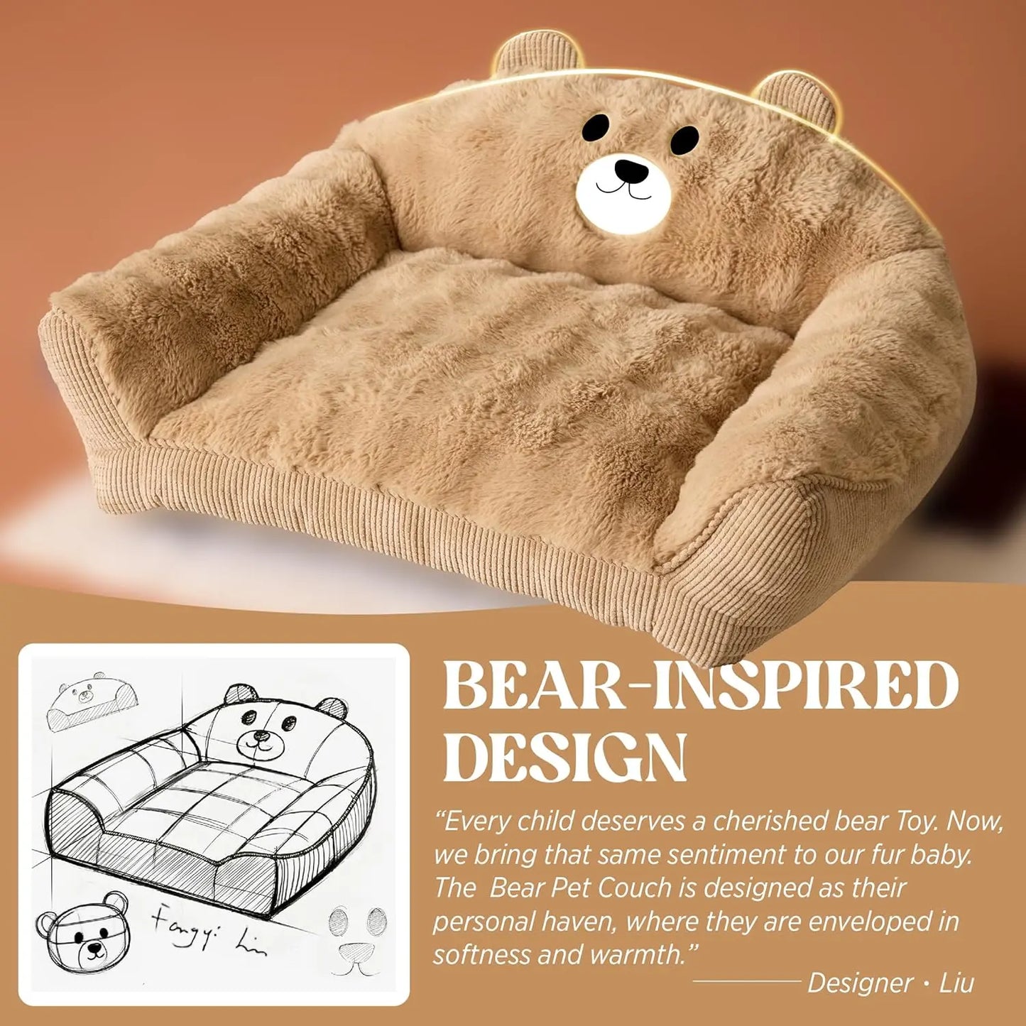 A furry pet bed designed by a primitive bear