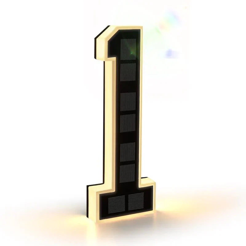 Solar-powered digital house number lamp